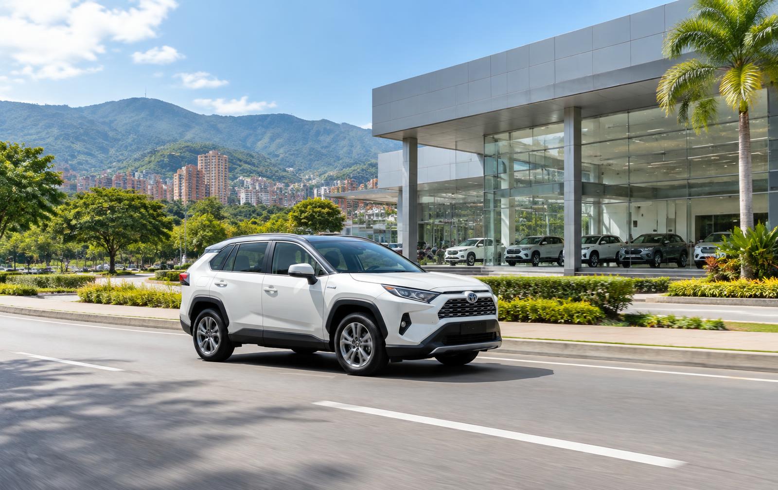Vehículo KINTO cerca de una estación Toyota